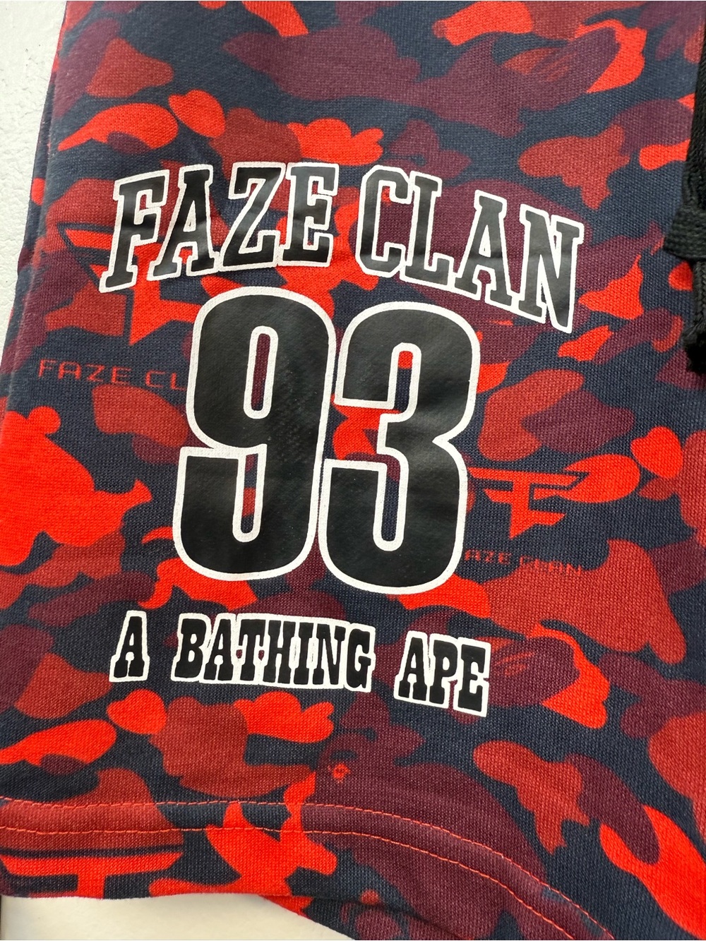 Bape FaZe Clan Red & Black Camo Athletic Shorts - Picture 4 of 10